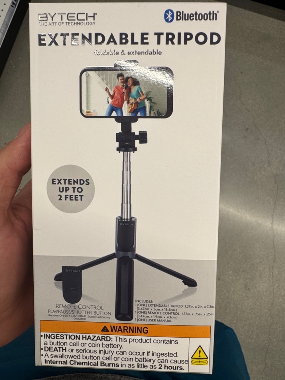 BYTECH Bluetooth Extendable Tripod - Black/Silver